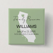 Modern California Map Personalisiert Family Wieder Button (Vorderseite)