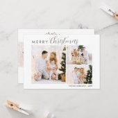 Modern Calligraphie Foto Collage Frohe Weihnachten Karte (Vorderseite/Rückseite Beispiel)