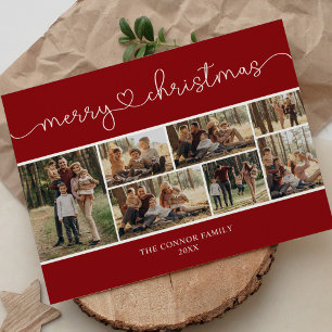 Modern Calligraphie Foto Collage Frohe Weihnachten Postkarte