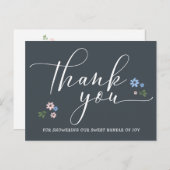 Modern Calligraphy Baby Shooter Vielen Dank Postkarte (Vorne/Hinten)