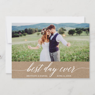 Modern Calligraphy Best Day Ever Wedding Kraft Dankeskarte