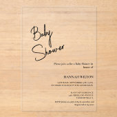 Modern Calligraphy Black & White  baby shower Acryleinladungen (Vorderseite)