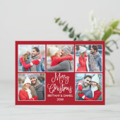 Modern Calligraphy Couple 5 Foto Weihnachten Rot (Stehend Vorderseite)