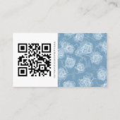 Modern Calligraphy Dusty Blue QR Info Wedding Begleitkarte (Rückseite)