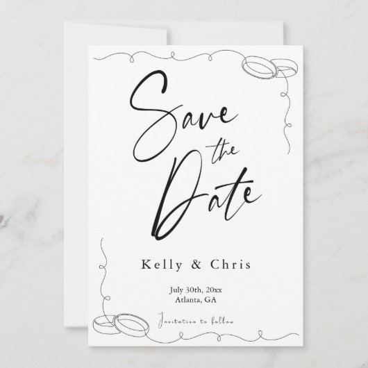 Modern Calligraphy Flat Save the Date Card (Vorderseite)
