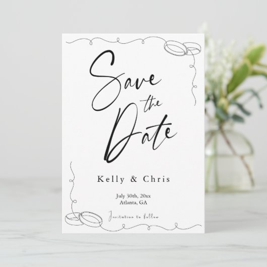 Modern Calligraphy Flat Save the Date Card (Stehend Vorderseite)