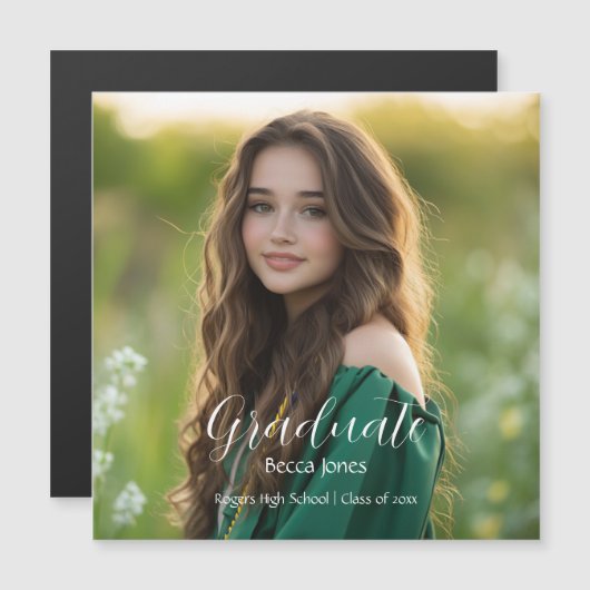 Modern Calligraphy Foto Abschluss Magnet (Vorne/Hinten)