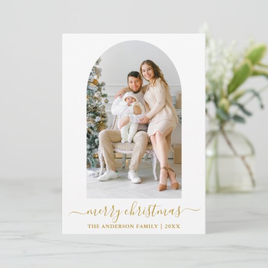 Modern Calligraphy Foto Arch Gold Weihnachten (Stehend Vorderseite)