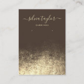 Modern Calligraphy Gold Brown Earring Visitenkarte (Vorderseite)