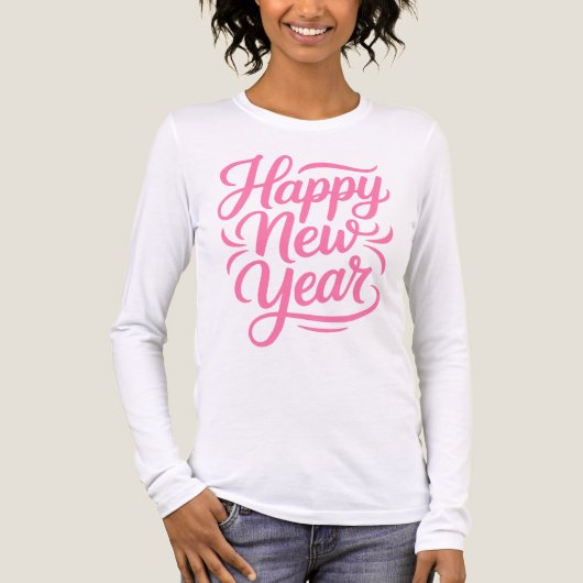 Modern Calligraphy Happy New Year in Pink Tri-Blend Shirt (Vorderseite)