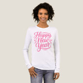 Modern Calligraphy Happy New Year in Pink Tri-Blend Shirt (Vorderseite voll)