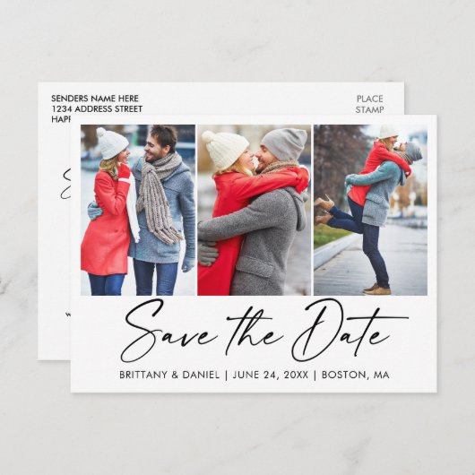 Modern Calligraphy Ink 3 Foto Save the Date Postkarte (Vorne/Hinten)