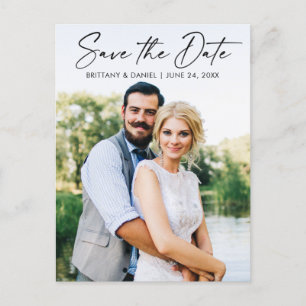 Modern Calligraphy Ink Pen Save the Date Foto Postkarte