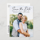 Modern Calligraphy Ink Pen Save the Date Foto Postkarte (Vorne/Hinten)