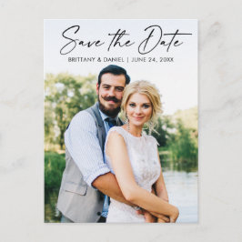 Modern Calligraphy Ink Pen Save the Date Foto Postkarte