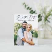 Modern Calligraphy Ink Pen Save the Date Foto Postkarte (Stehend Vorderseite)