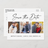 Modern Calligraphy Ink Save the Date 3 Foto Postkarte (Vorne/Hinten)