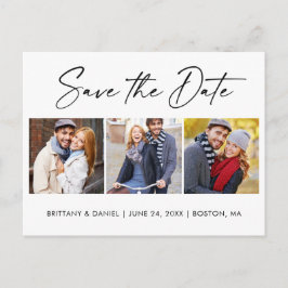 Modern Calligraphy Ink Save the Date 3 Foto Postkarte