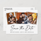 Modern Calligraphy Ink Save the Date 3 Foto Postkarte (Vorne/Hinten)