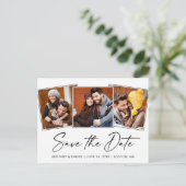 Modern Calligraphy Ink Save the Date 3 Foto Postkarte (Stehend Vorderseite)