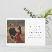 Modern Calligraphy Lettering Wedding Photo Dankeskarte (Stehend Vorderseite)