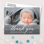 Modern Calligraphy New Baby Vielen Dank Postkarte<br><div class="desc">Moderne Kalligrafie New Baby Foto Danke Postcard</div>