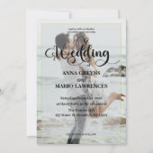 Modern Calligraphy Photo Faux Gold Wedding Einladung (Vorderseite)