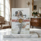 Modern Calligraphy Photo Faux Gold Wedding Einladung