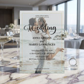 Modern Calligraphy Photo Faux Gold Wedding Einladung