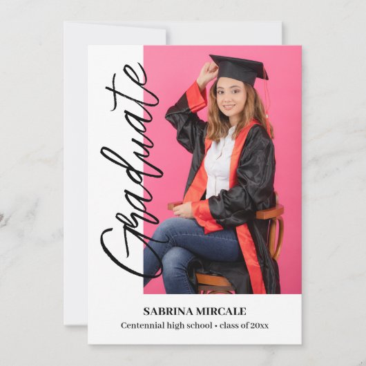 Modern Calligraphy Photo Graduate Ankündigung (Vorderseite)