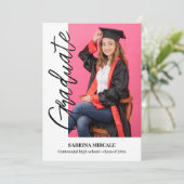 Modern Calligraphy Photo Graduate Ankündigung (Stehend Vorderseite)
