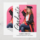 Modern Calligraphy Photo Graduate Ankündigung (Vorne/Hinten)