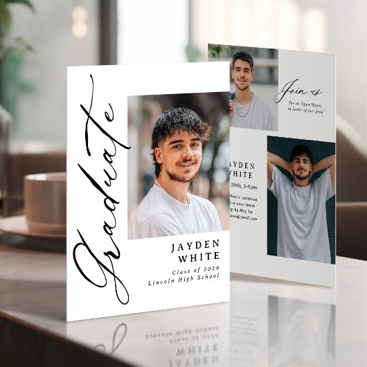 Modern Calligraphy Photo Graduation Announcement Einladung
