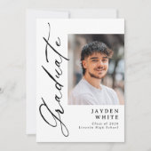 Modern Calligraphy Photo Graduation Announcement Einladung (Vorderseite)
