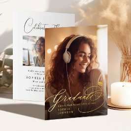 Modern Calligraphy Photo Graduation Announcement Folieneinladung