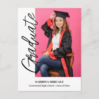 Modern Calligraphy Photo Graduation Invitation Einladungspostkarte