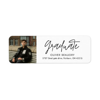 Modern Calligraphy Photo Graduation Return Address