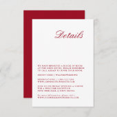 Modern Calligraphy Red Wedding Detail Card Begleitkarte (Vorne/Hinten)