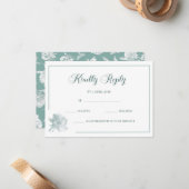 Modern Calligraphy Sage Green Floral Wedding RSVP Mitteilungskarte (Vorderseite/Rückseite Beispiel)