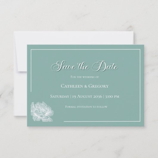 Modern Calligraphy Sage Green Floral Wedding  Save The Date (Vorderseite)