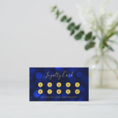 Modern Calligraphy Sapphire Blue Bokeh Lights Treuekarte (Stehend Vorderseite)