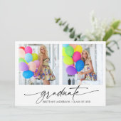 Modern Calligraphy Script 2 Foto Abschluss Ankündigung (Stehend Vorderseite)