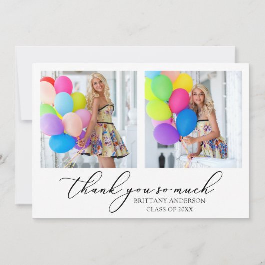 Modern Calligraphy Script 2 Foto Abschluss Dankeskarte (Vorderseite)