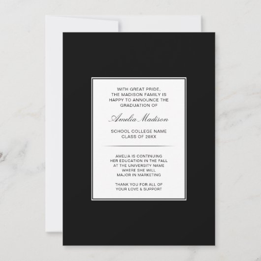 Modern Calligraphy Script 3 Foto Abschluss Ankündigung (Rückseite)