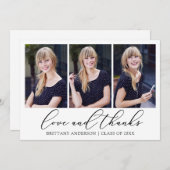 Modern Calligraphy Script 3 Foto Abschluss Dankeskarte (Vorne/Hinten)