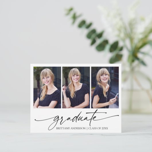 Modern Calligraphy Script 3 Foto Abschluss Postkarte (Stehend Vorderseite)