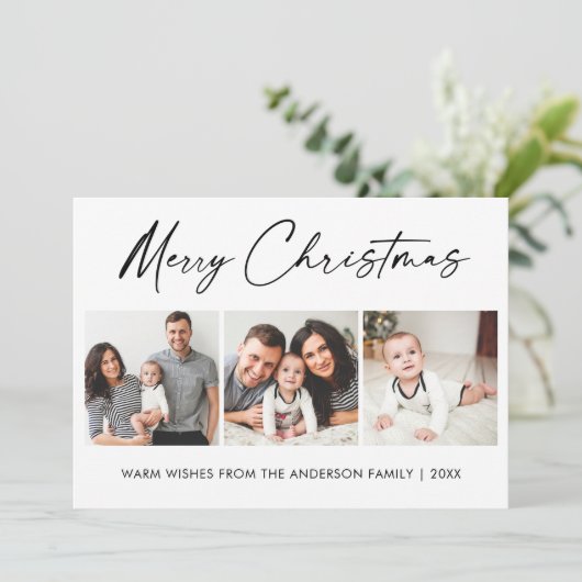 Modern Calligraphy Script 3 Foto Weihnachten (Stehend Vorderseite)
