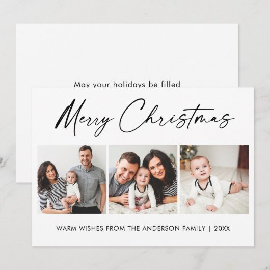 Modern Calligraphy Script 3 Foto Weihnachten (Vorne/Hinten)