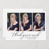 Modern Calligraphy Script 3 Fotos Abschluss Dankeskarte (Vorne/Hinten)