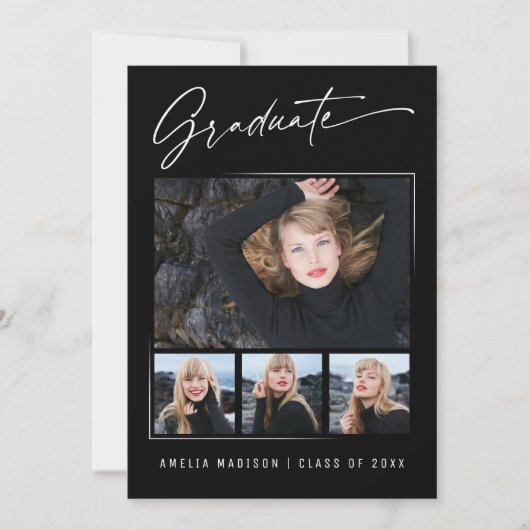 Modern Calligraphy Script 4 Foto Abschluss Ankündigung (Vorderseite)